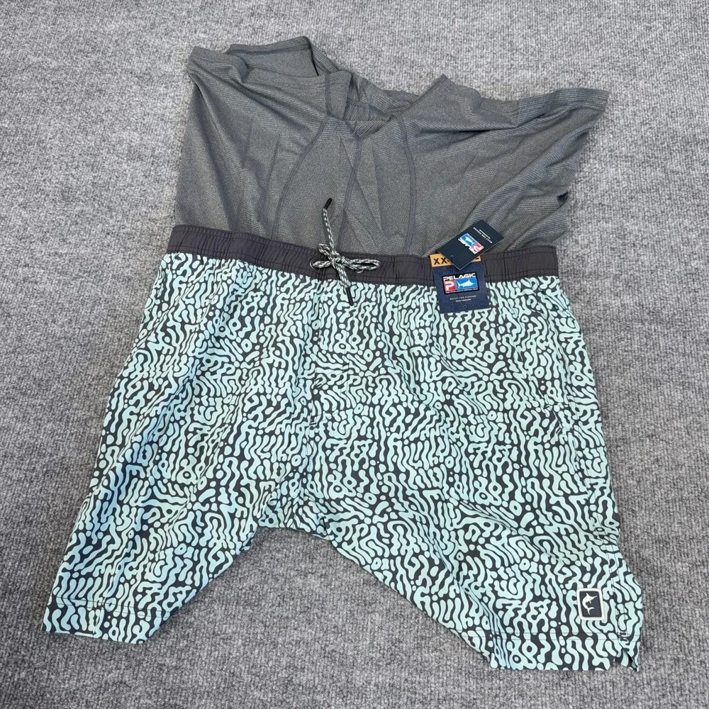 Pelagic Swim Trunks Men 2XL Gray Blue Leiday 17